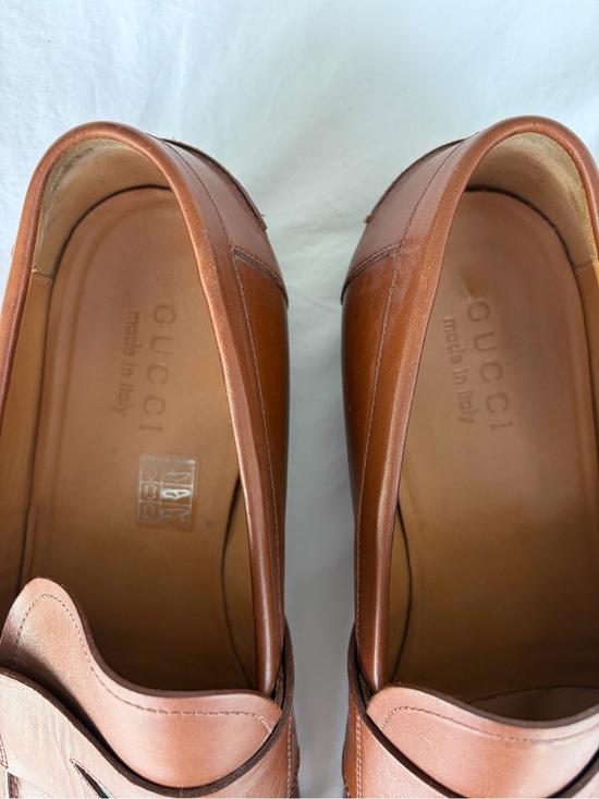 Gucci Brown Leather Slip-On Loafers with Red & Green Web Accent main image 6